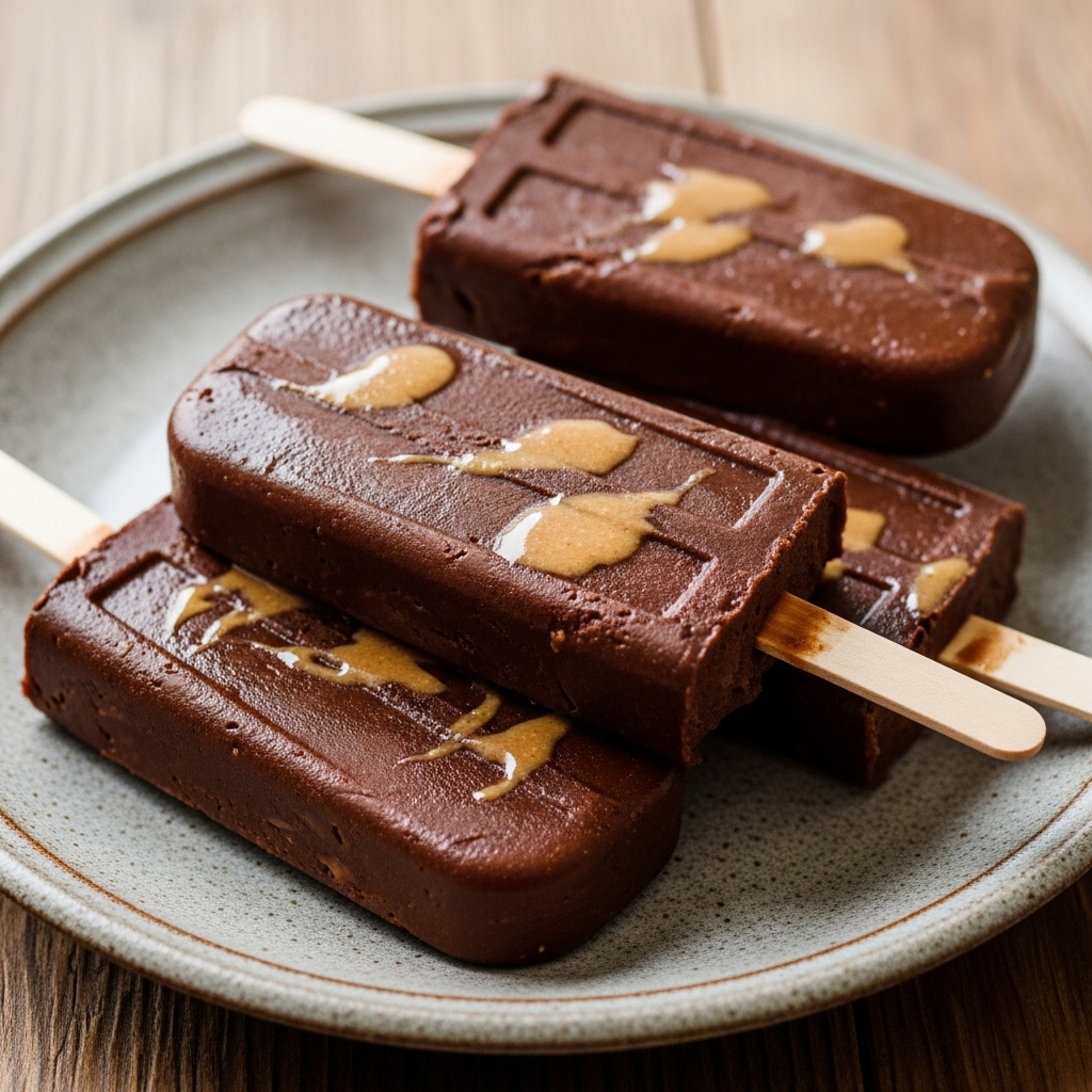 Moonlit Chocolate Fudge Popsicles with Almond Butter Swirl