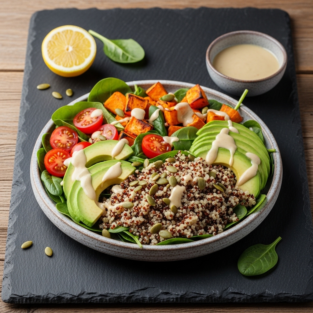 Morning Sunrise Energy Salad with Lemon-Tahini Dressing