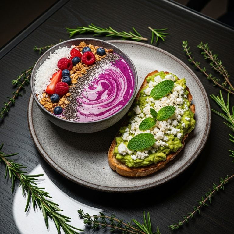 Morning Sunrise Smoothie Bowl & Minty Feta Avocado Toast
