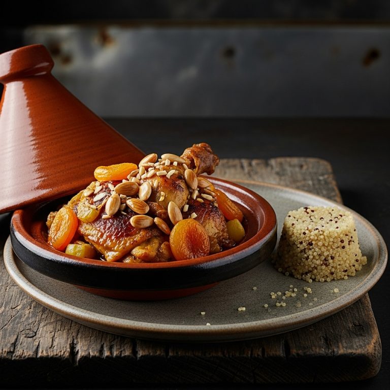 Moroccan Chicken Tagine with Apricots, Almonds & Quinoa – Easy and Delicious!