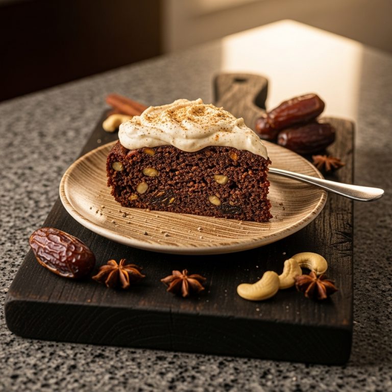 Moroccan Delight: Vegan Date Palm Cake with Spiced Cashew Cream