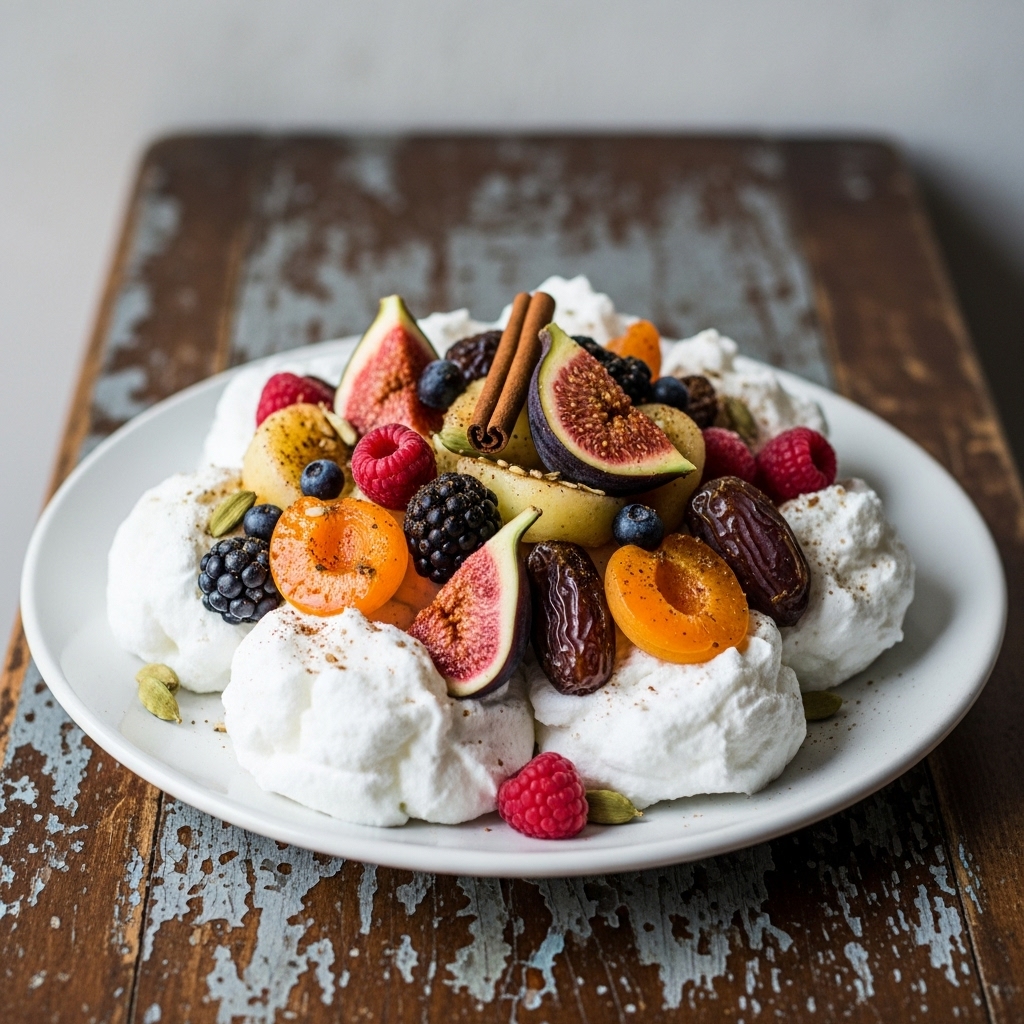 Moroccan Frozen Treat: Paleo Spiced Fruit Salad in Coconut Clouds