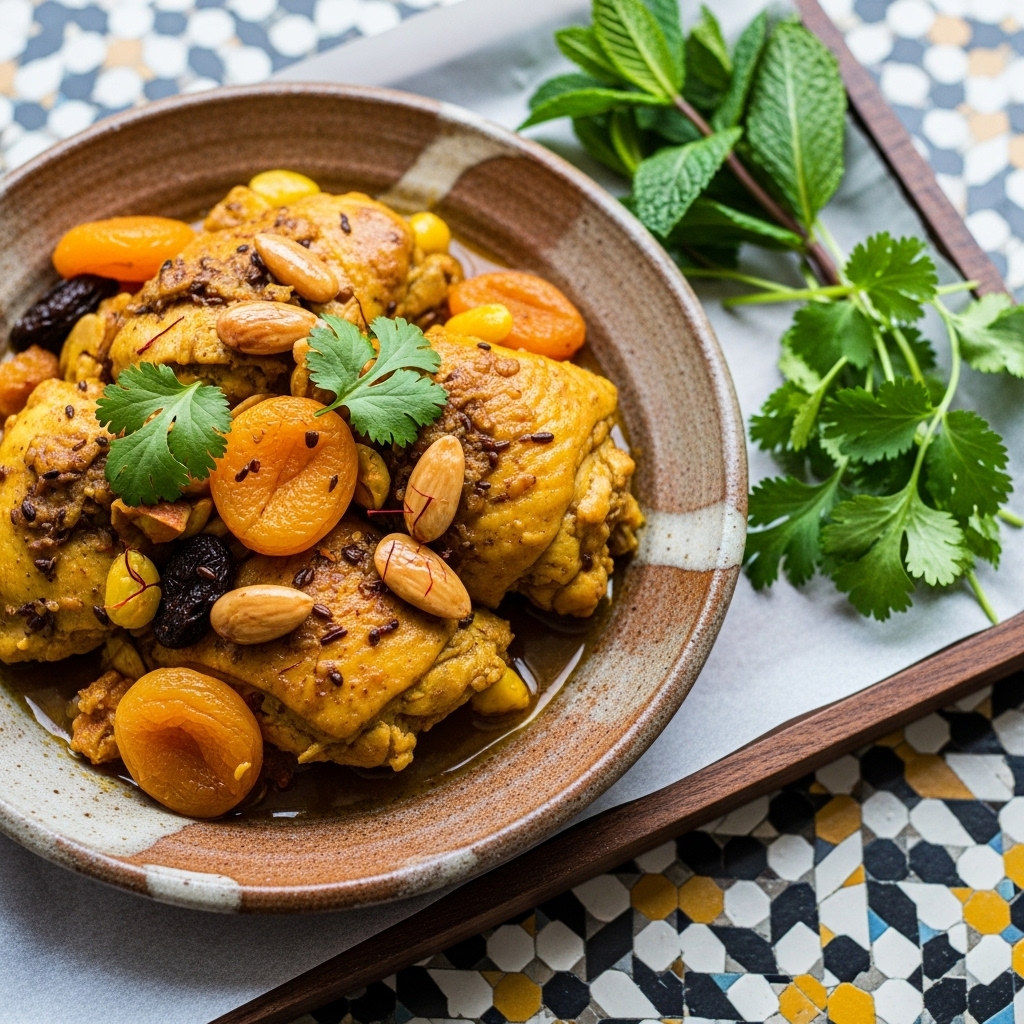 Moroccan Gluten-Free Chicken Tagine with Apricots and Almonds
