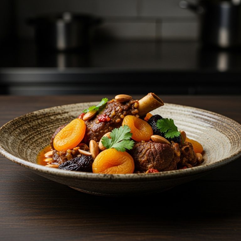 Moroccan Lamb Tagine with Apricot and Almonds for Paleo Diet: A Sensory Feast