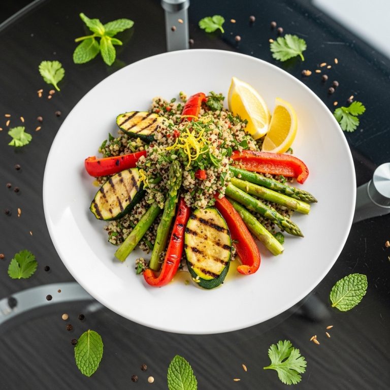 Moroccan Lemon Herb Quinoa Salad with Grilled Vegetables (Gluten-Free)