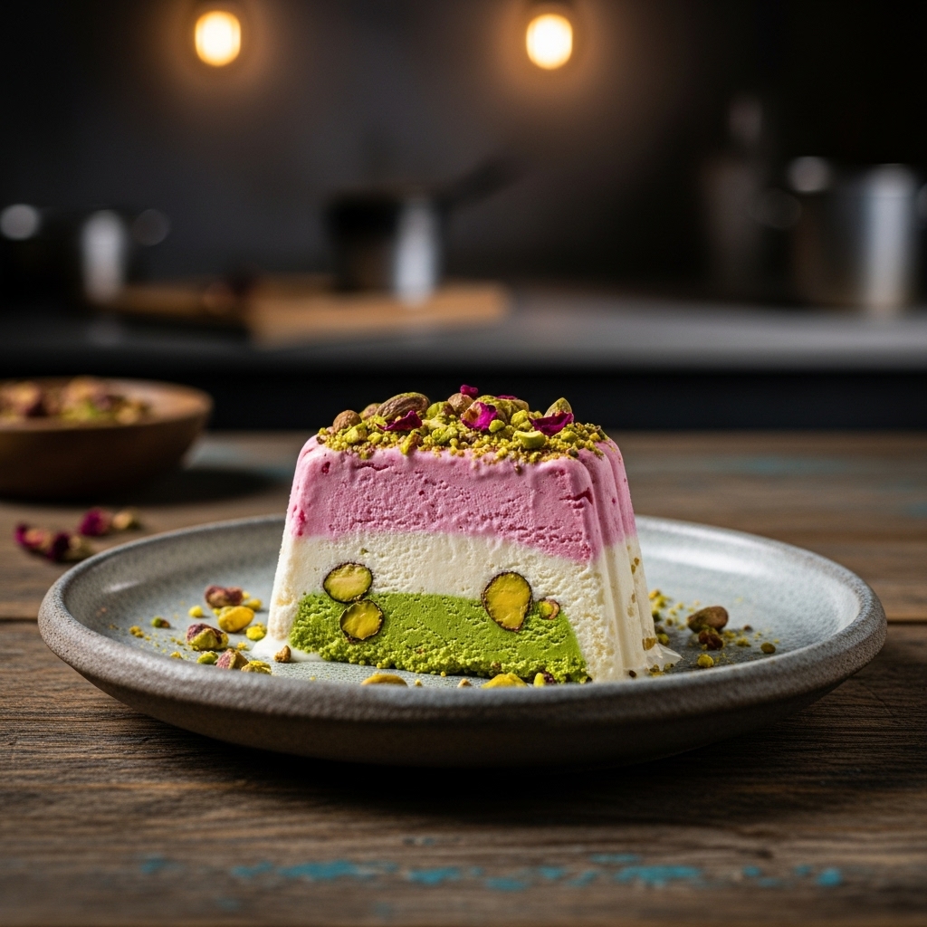 Moroccan Rosewater and Pistachio Frozen Delight