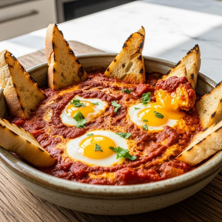 Moroccan Shakshuka with Harissa Toast Points – A Spicy & Flavorful Start to Your Day!