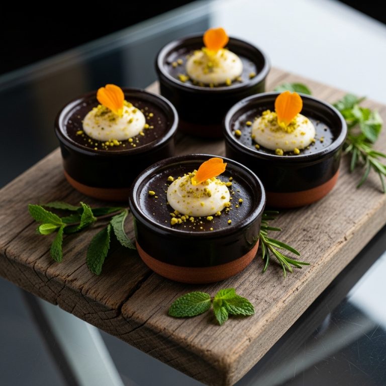 Moroccan Spiced Chocolate Pots with Orange Blossom Cream