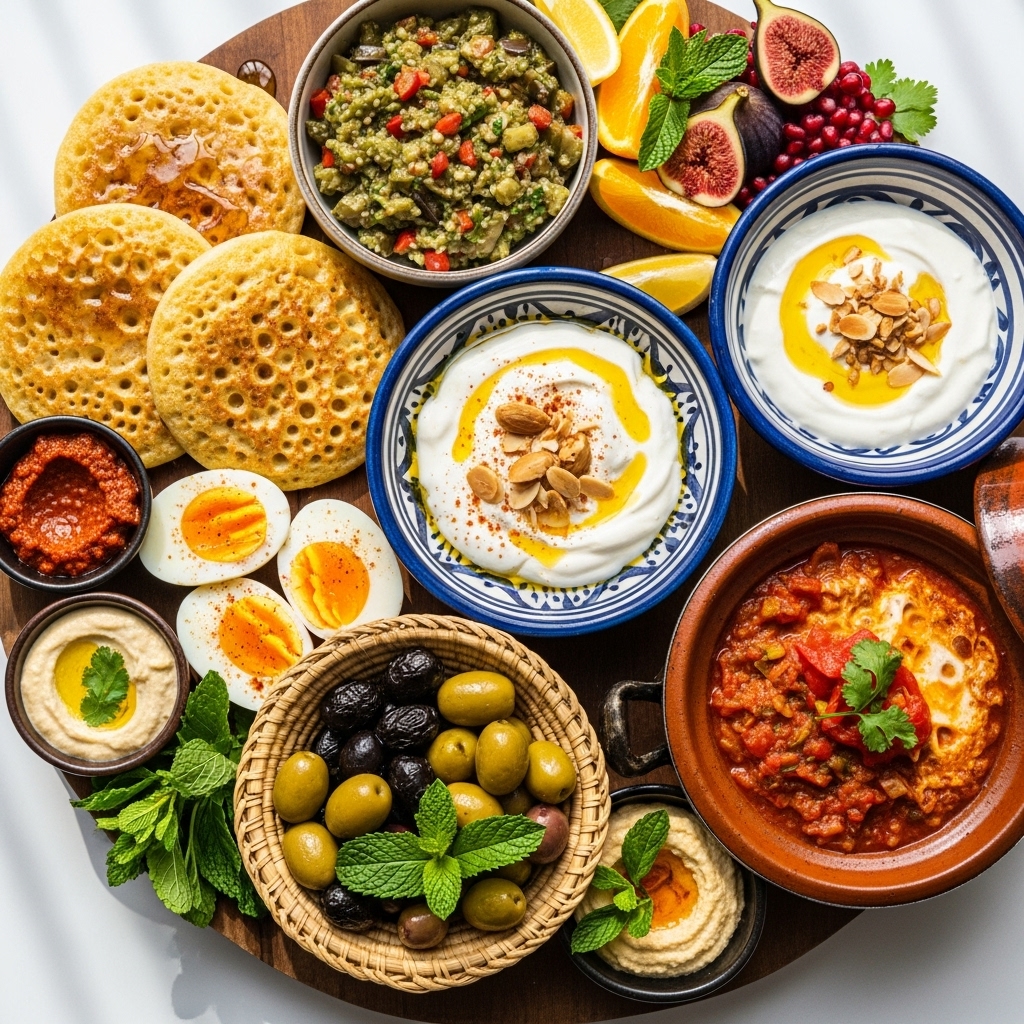 Moroccan Vegetarian Breakfast Platter: A Delightful Fusion of Flavors and Textures
