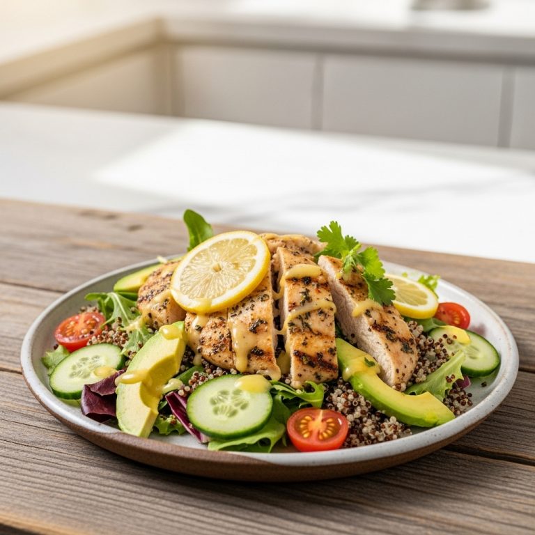“Mouthwatering Australian Grilled Lemon Herb Chicken Salad with Quinoa (Gluten-Free)”