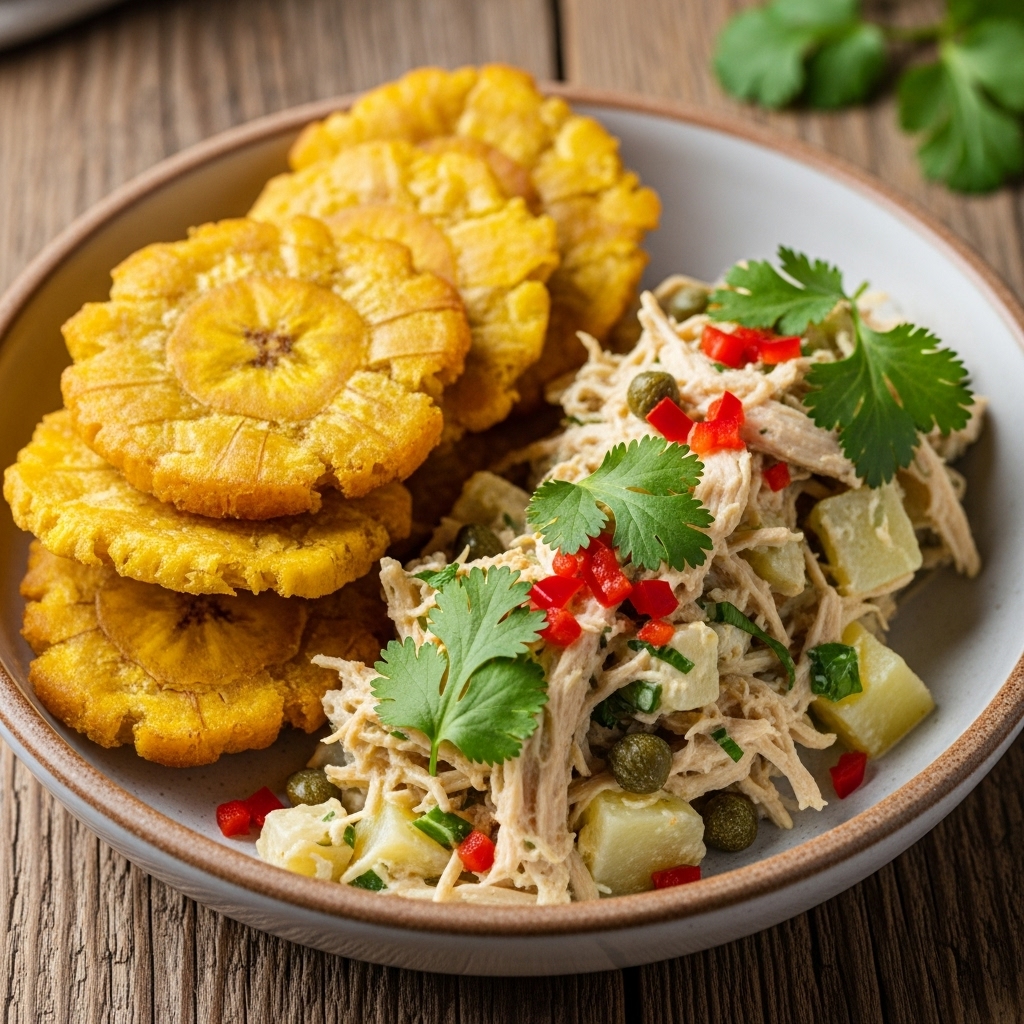 Mouthwatering Colombian Vegan Patacones & Guasca Salad Bowl