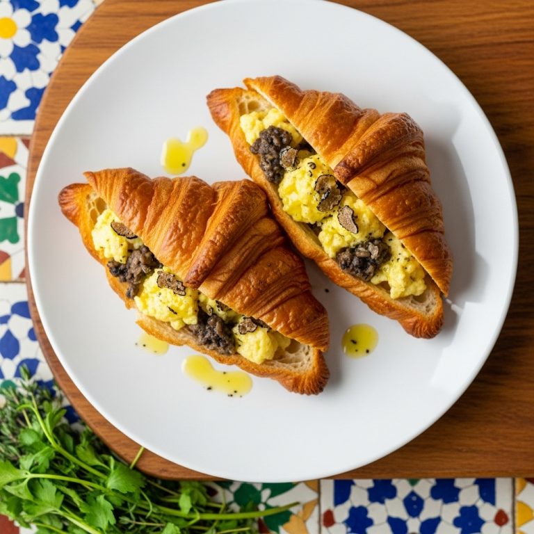 “Mouthwatering French Brunch Delight: Croissant Egg Bites with Mushroom Duxelles & Truffle Oil”