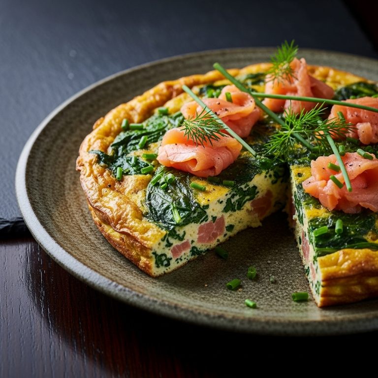 Mouthwatering German Paleo Brunch: Aromatic Smoked Salmon and Creamy Spinach Frittata