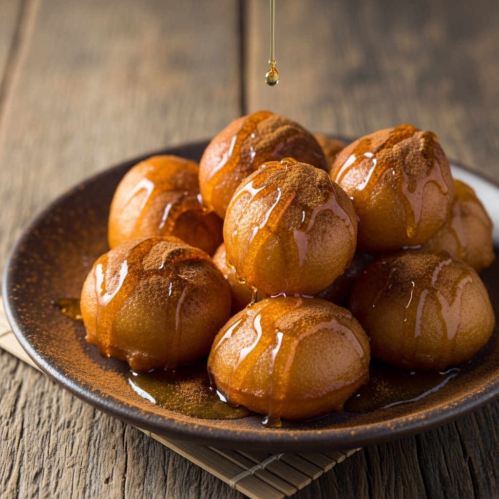 Mouthwatering Greek Loukoumades Drenched in Honey Syrup & Cinnamon
