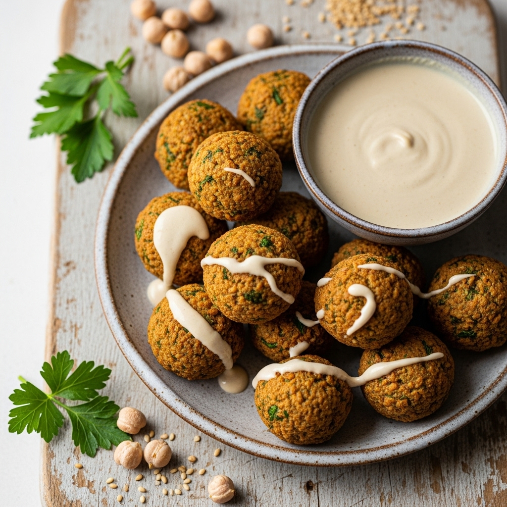 Mouthwatering Israeli Keto Falafel Bites with Tahini Dipping Sauce