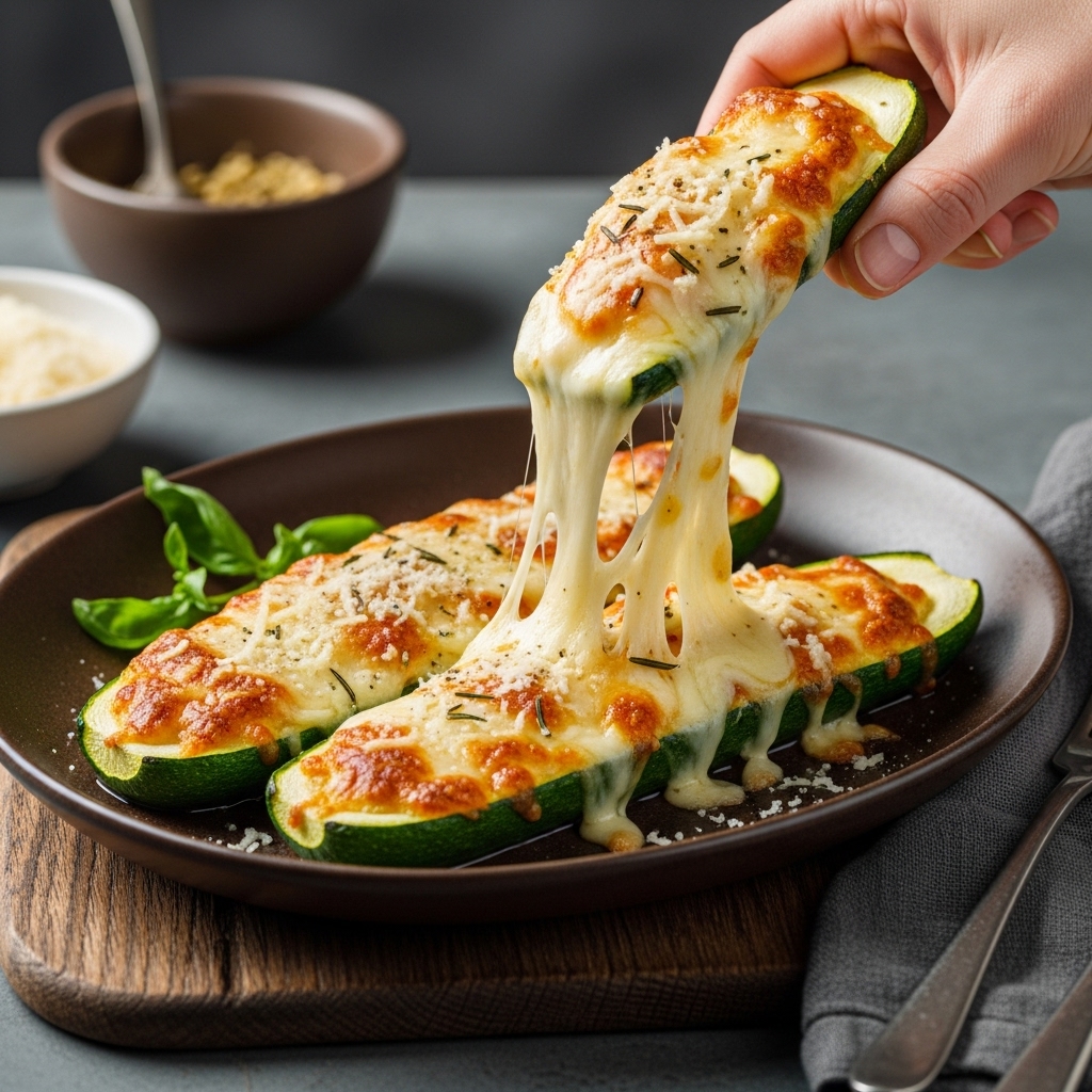 Mouthwatering Keto Cheesy Garlic Zucchini Boats Recipe