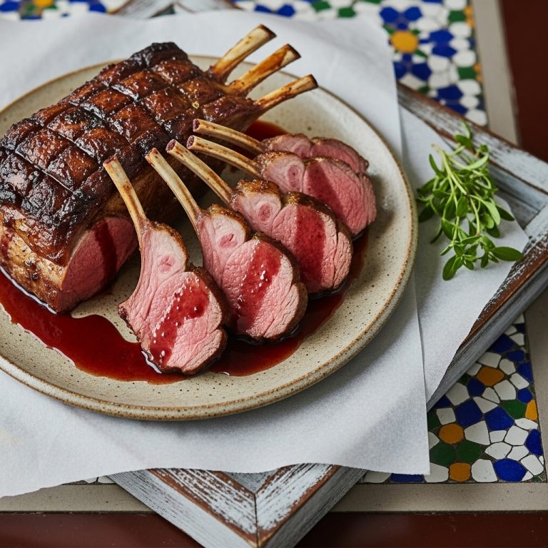 Mouthwatering Keto-Friendly New Zealand Lamb Rack with Rich Red Wine Sauce
