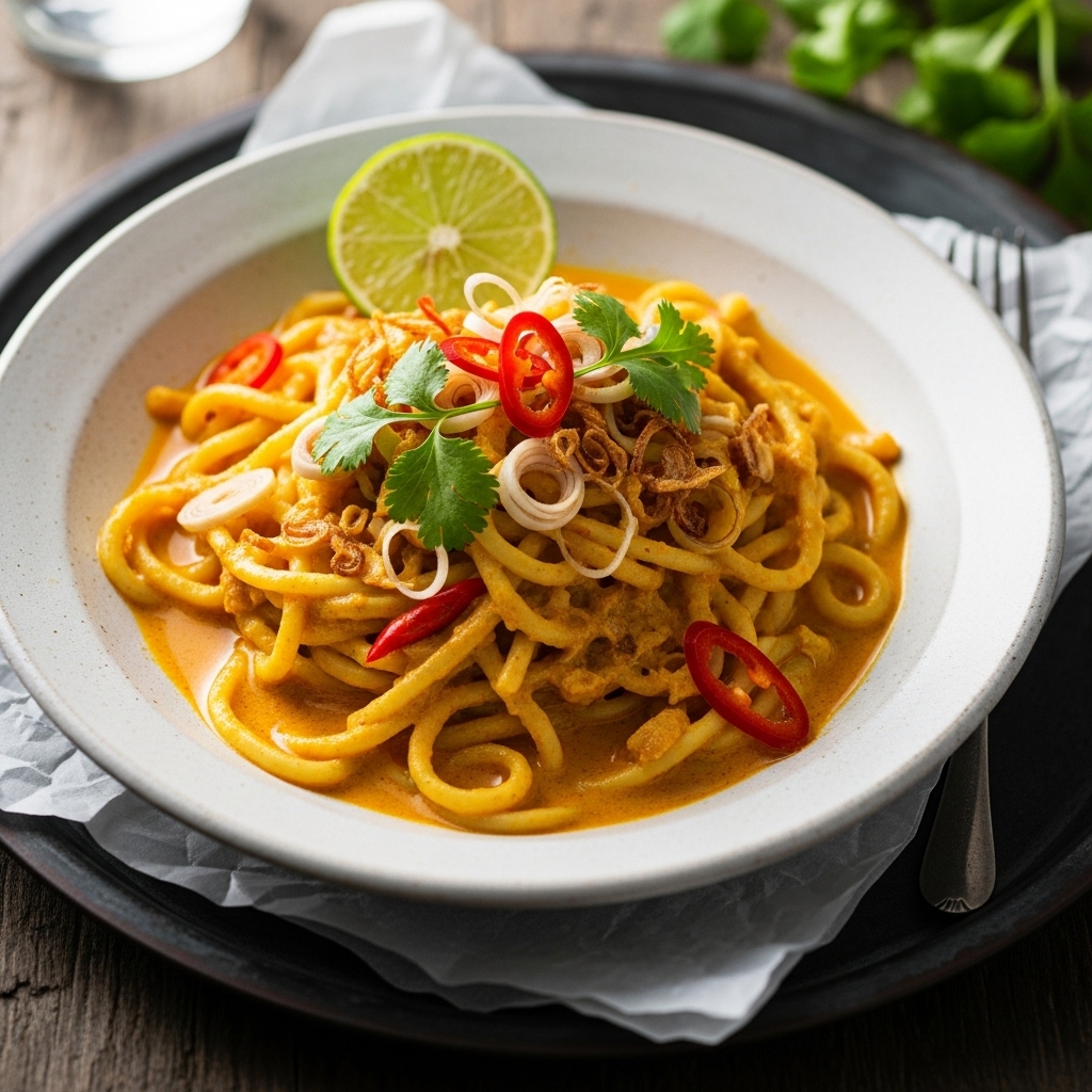Mouthwatering Malaysian Vegan Coconut Curry Noodles in Lemongrass Broth
