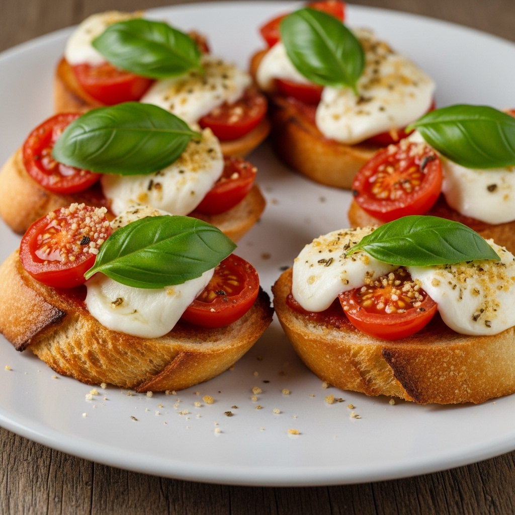 Mouthwatering Margherita Bruschetta with Basil-Garlic Breadcrumbs