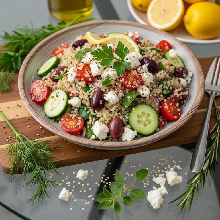 Mouthwatering Mediterranean Quinoa Salad with Feta and Lemon-Herb Dressing (Vegetarian)