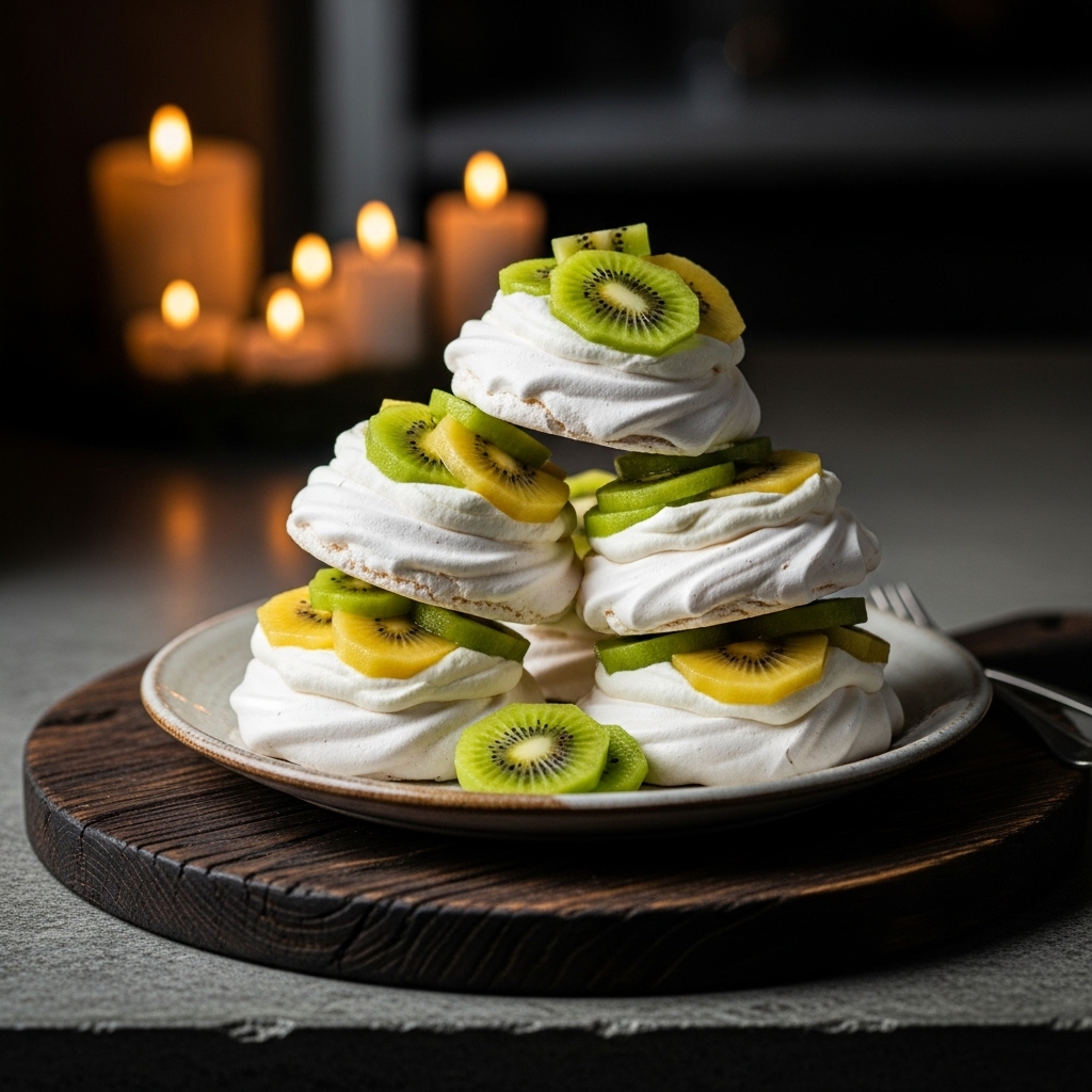 Mouthwatering New Zealand Kiwifruit Pavlova Trio Tower