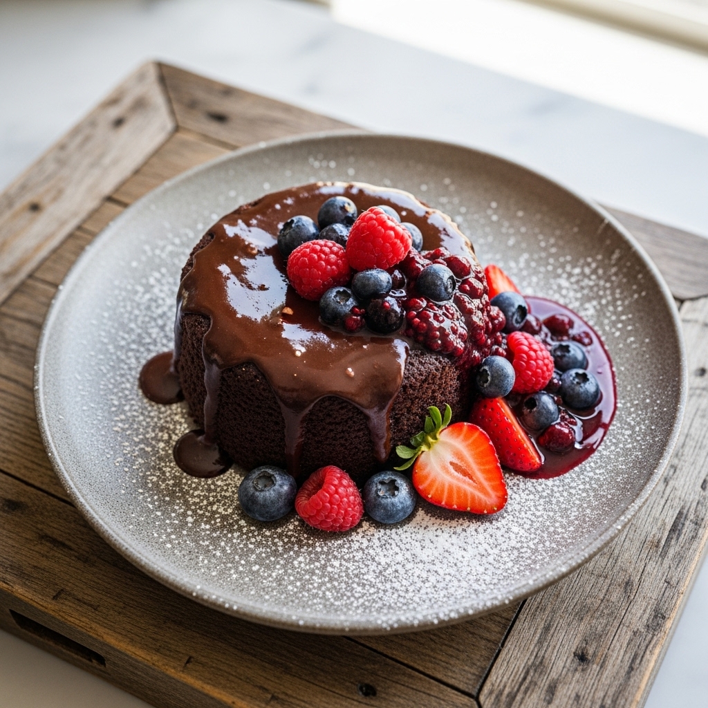 Mouthwatering Paleo Chilean Dessert: Chocolate-Almond Flourless Cake with Berry Compote
