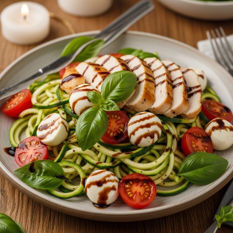 Mouthwatering Paleo-Friendly Zucchini Noodle Caprese Salad with Grilled Chicken