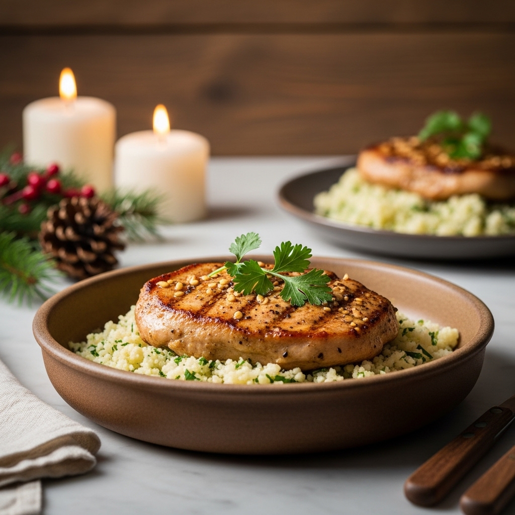 Mouthwatering Paleo Portuguese Chicken Steak with Cauliflower Rice & Garlic-Herb Sauce