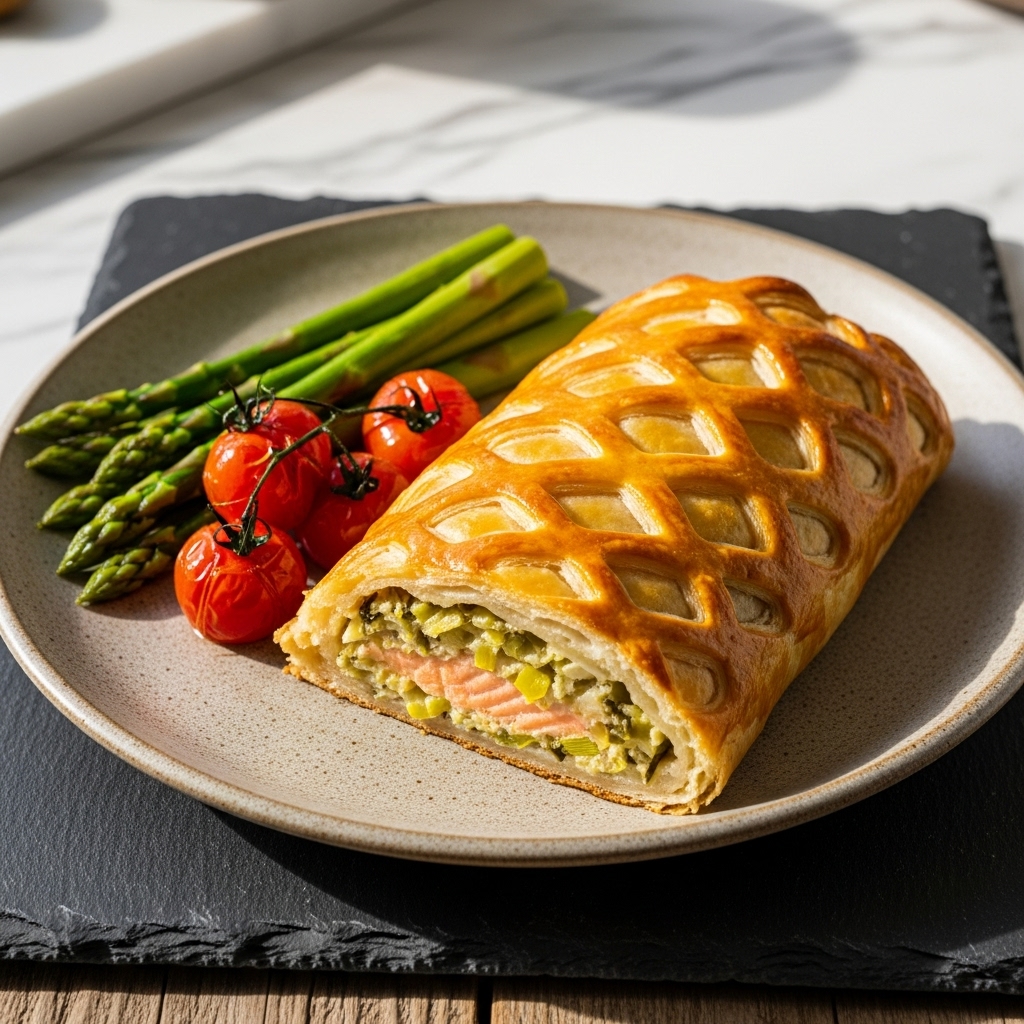 Mouthwatering Paleo Scottish Salmon en Croute with Leek Stuffing