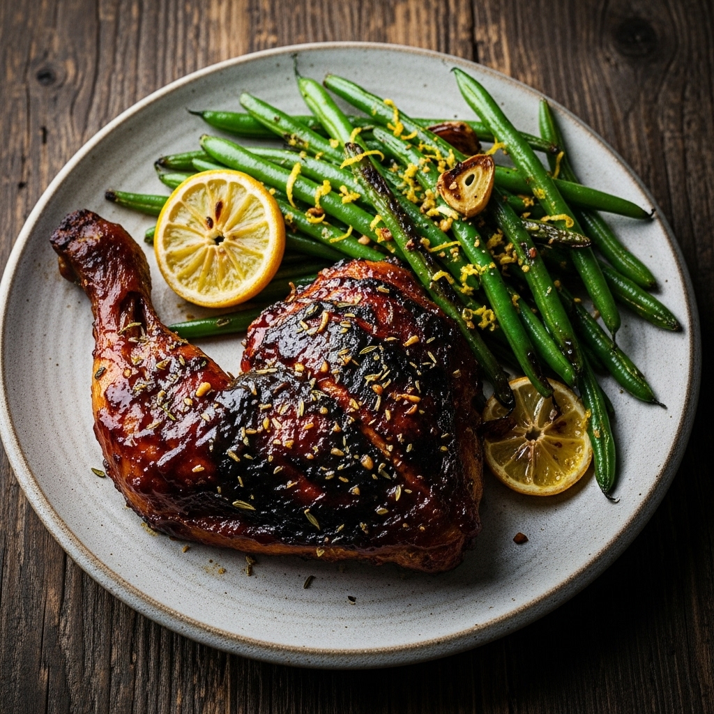 “Mouthwatering Paleo Southern BBQ Chicken with Zesty Lemon Garlic Green Beans”