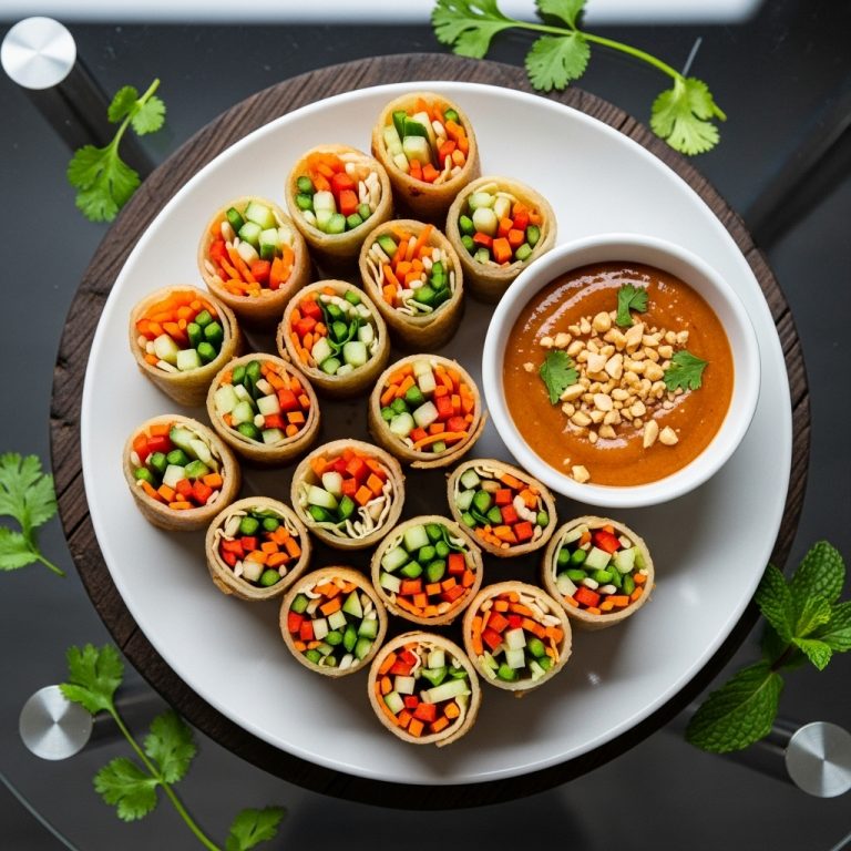 Mouthwatering Paleo Thai Snack: Crunchy Veggie Spring Rolls with Spicy Peanut Dipping Sauce
