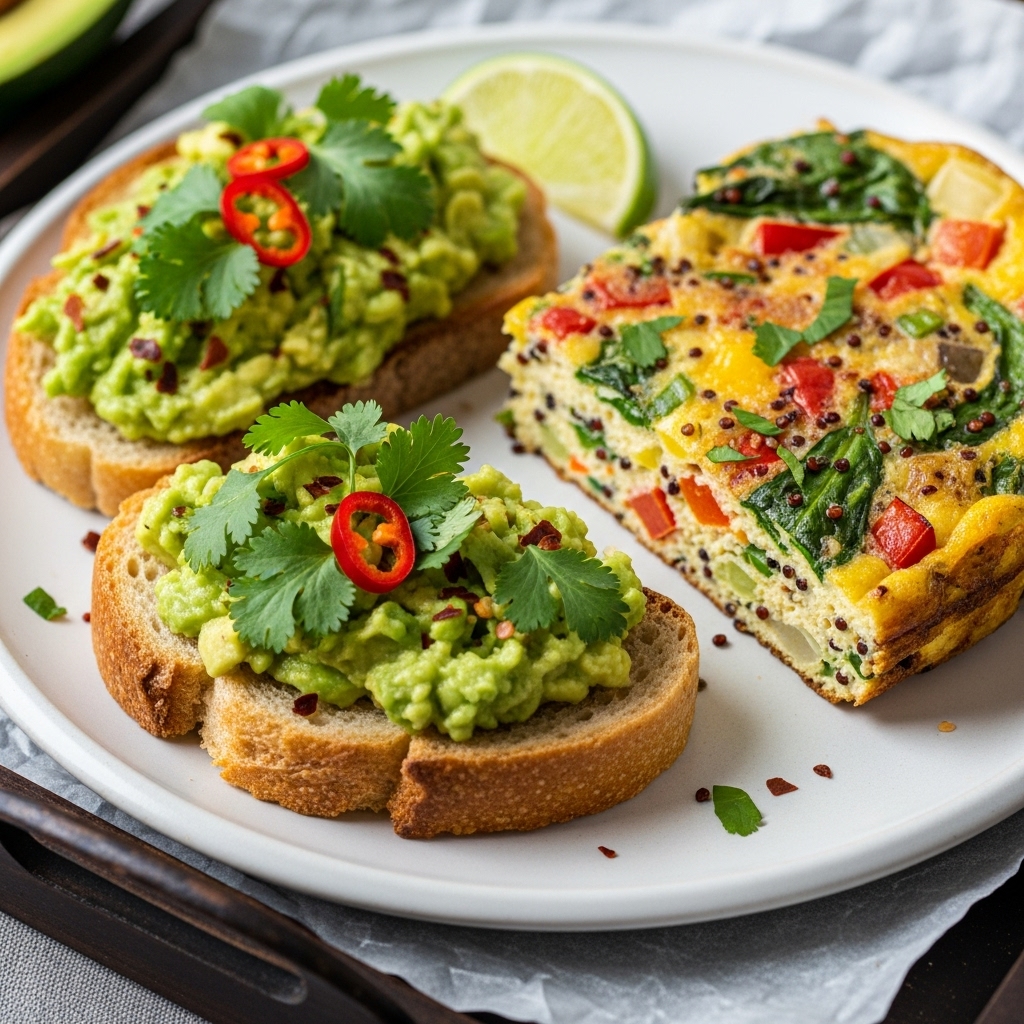 Mouthwatering Peruvian Keto Breakfast: Aromatic Cilantro Avocado Toast and Quinoa Frittata