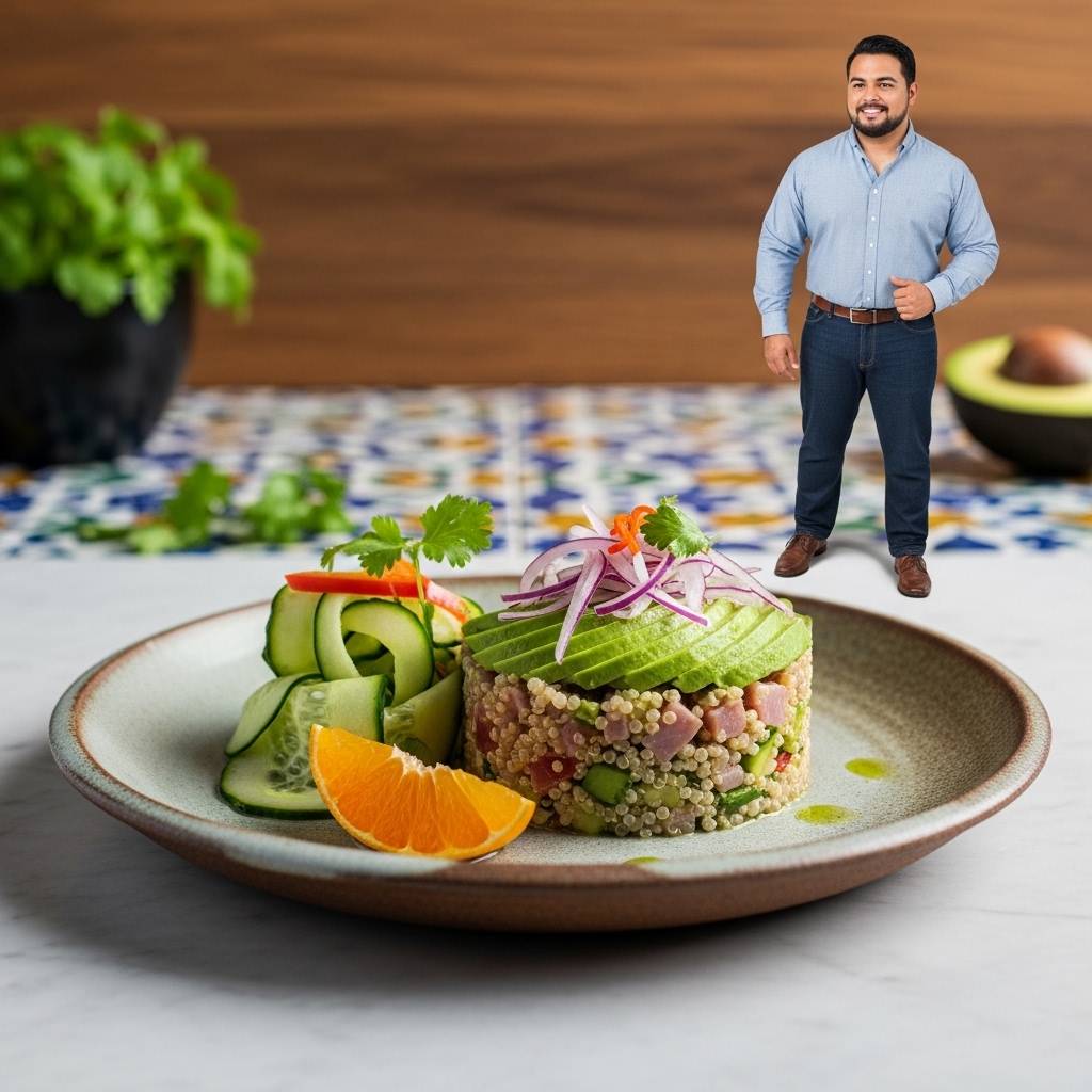 “Mouthwatering Peruvian Vegan Brunch: Quinoa Ceviche with Avocado and Citrus-Marinated Cucumber Salad”