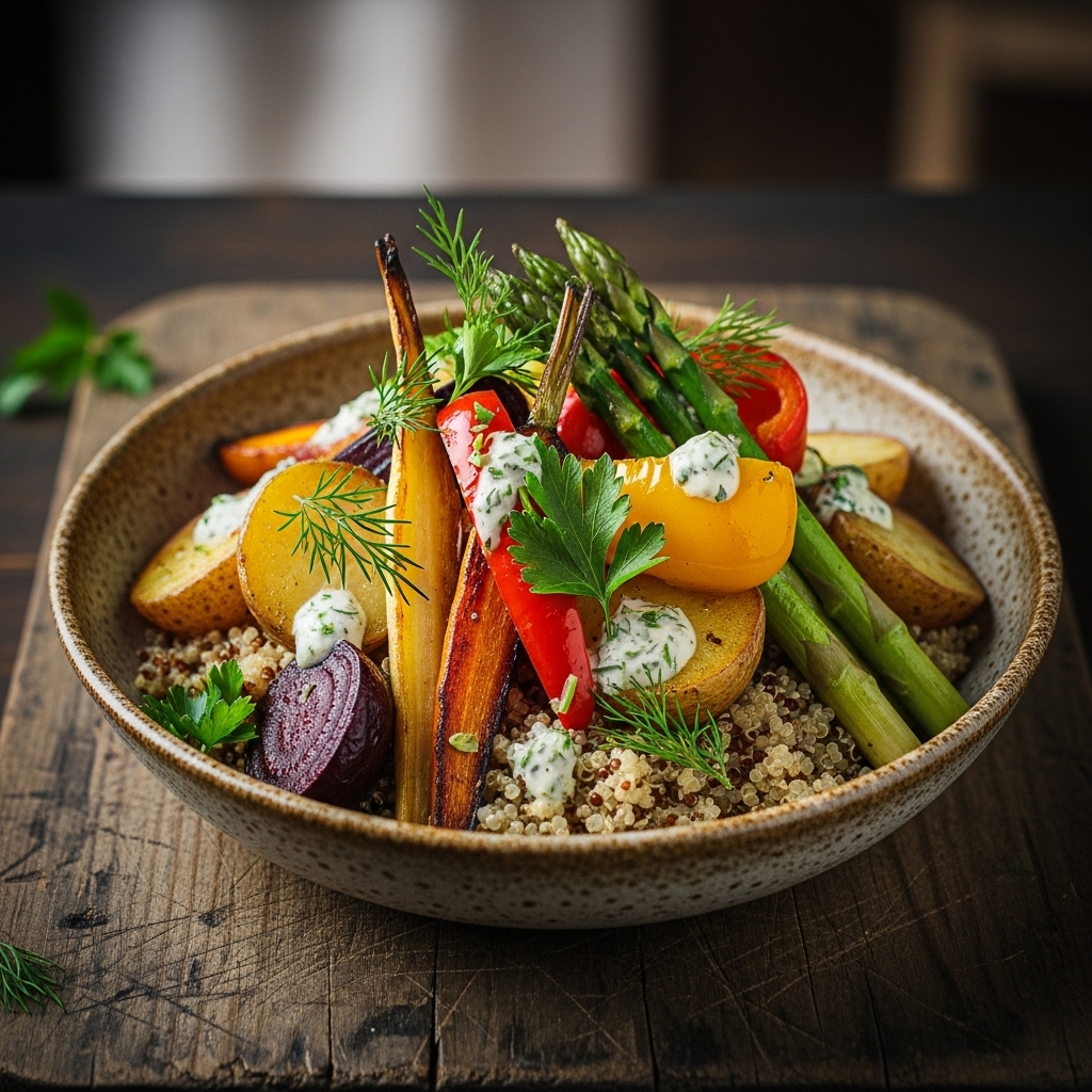 “Mouthwatering Polish Lunch Recipe for Vegetarians: Roasted Vegetable Quinoa Bowl”