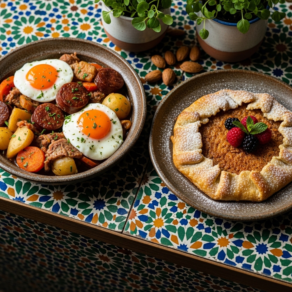 Mouthwatering Portuguese Brunch: Gluten-Free Eggs Cozido and Crunchy Almond Galette