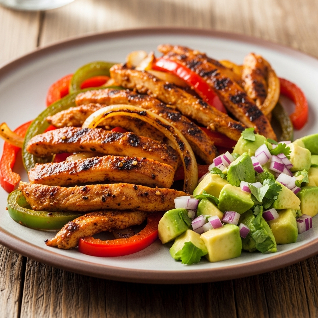 “Mouthwatering Tex-Mex Chicken Fajitas with Creamy Avocado Salsa (Gluten-Free)”