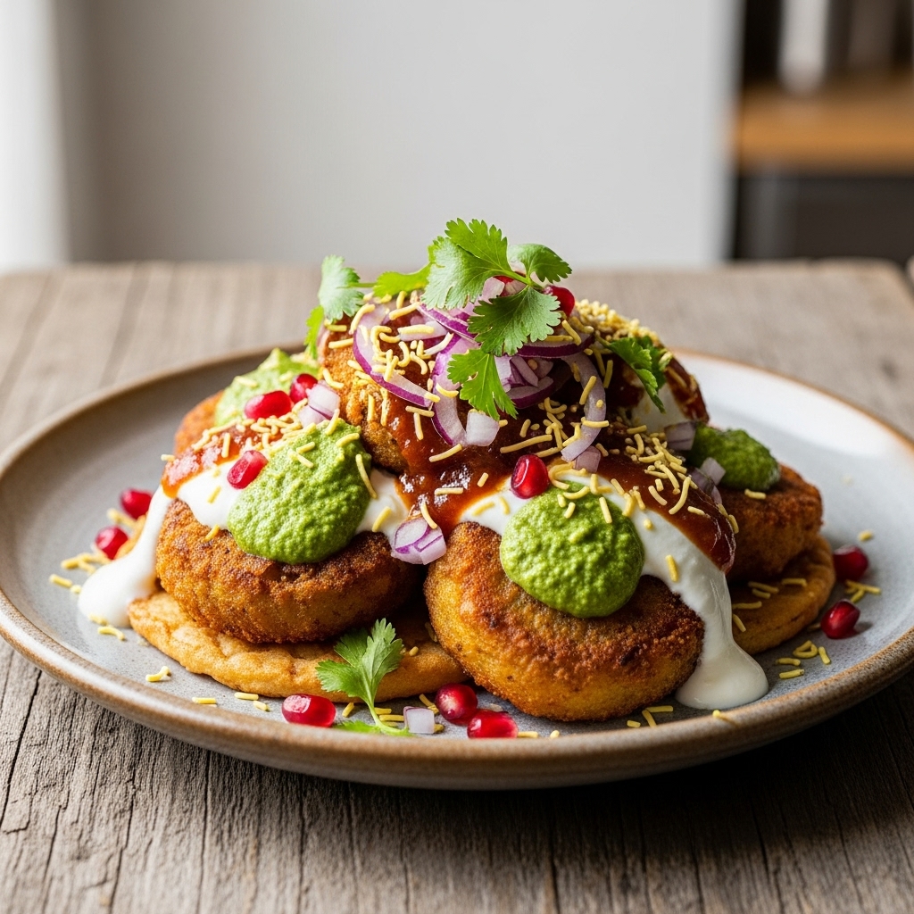 Mouthwatering Vegan Aloo Tikki Chaat