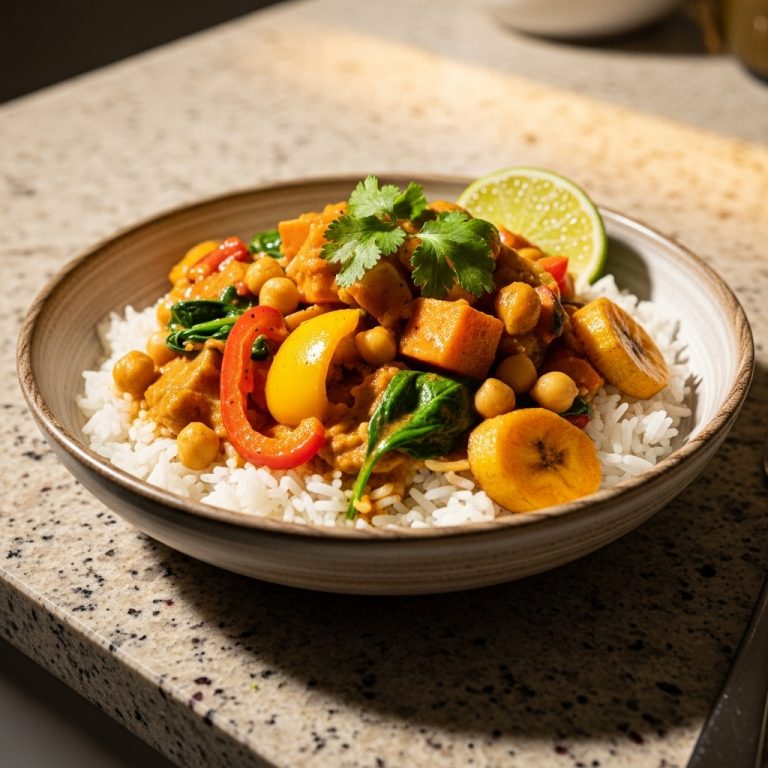 Mouthwatering Vegan Caribbean Coconut Curry Rice Bowl