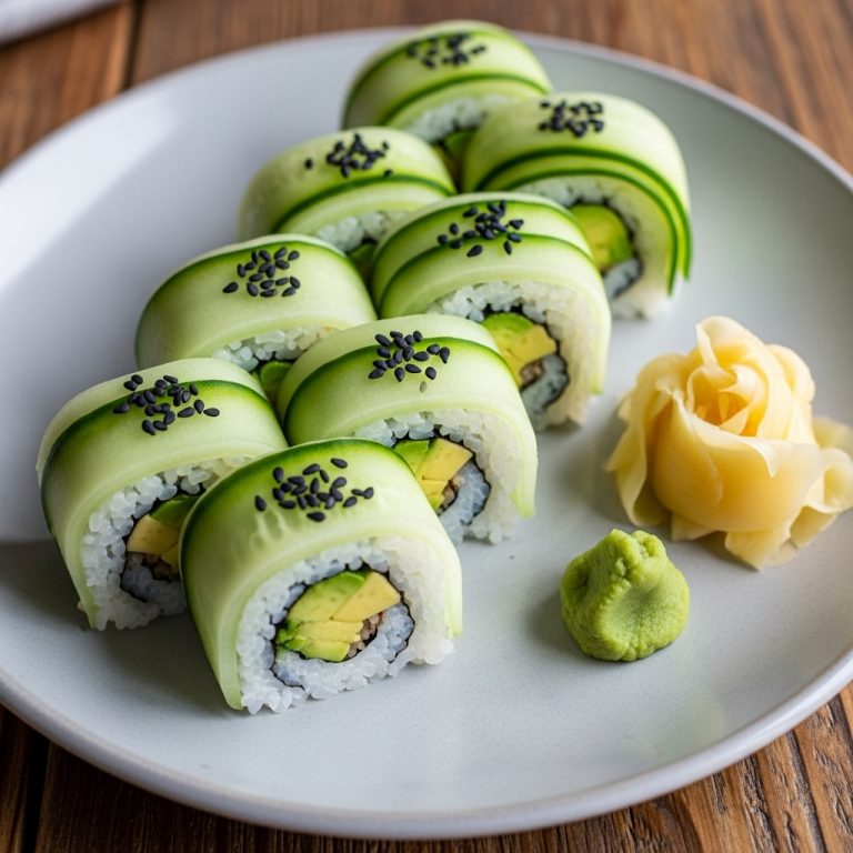 “Mouthwatering Vegan Japanese Cucumber Sushi Rolls”