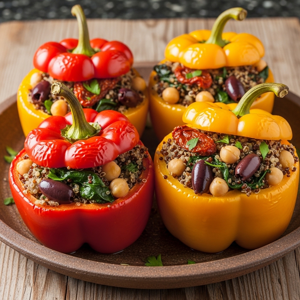 Mouthwatering Vegan Mediterranean Stuffed Bell Peppers
