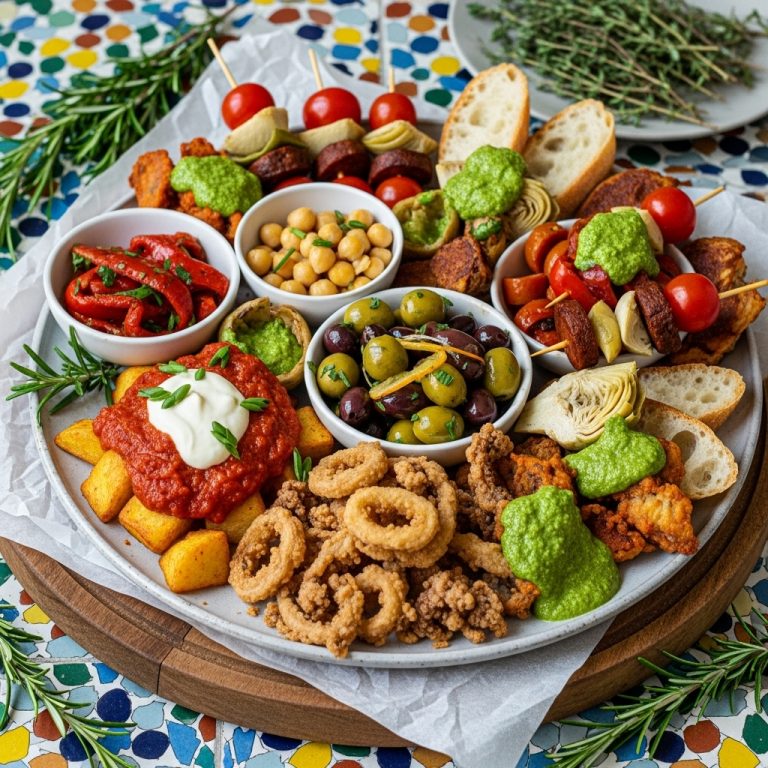 “Mouthwatering Vegan Spanish Tapas Platter for a Scrumptious Lunch”