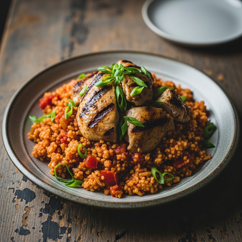 Nigerian Keto Jollof Chicken Rice Bowl