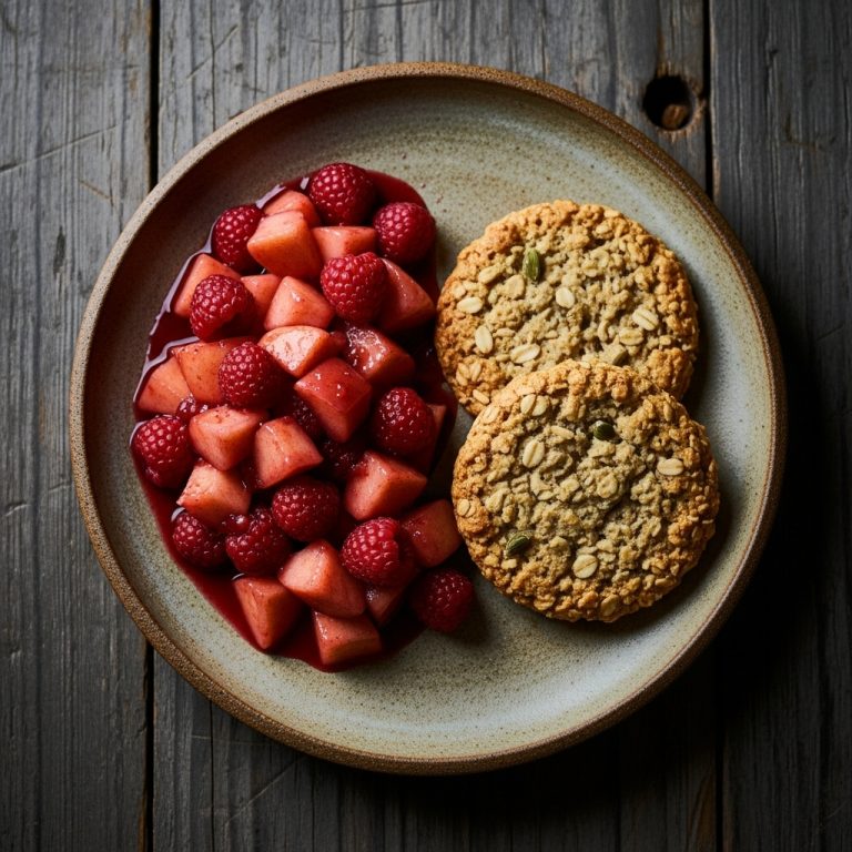 Nordic Brunch Bliss: Apple-Raspberry Compote with Cardamom Oat Biscuits
