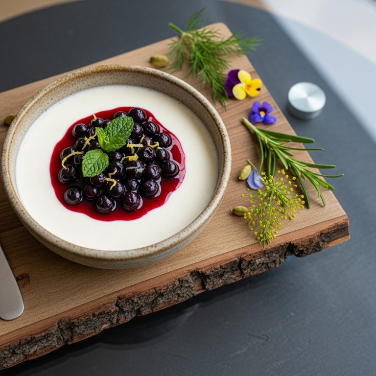 Nordic Brunch Delight: Cardamom-Infused Kefir Panna Cotta with Blueberry Compote