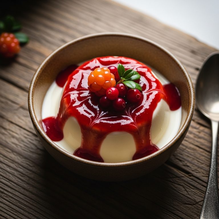Nordic Brunch Delight: Cloudberry Panna Cotta with Lingonberry Coulis