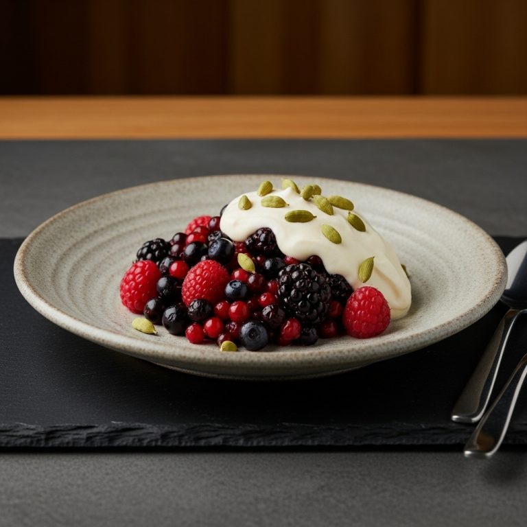 Nordic Forest Berry Compote with Cardamom-Infused Vanilla Cream