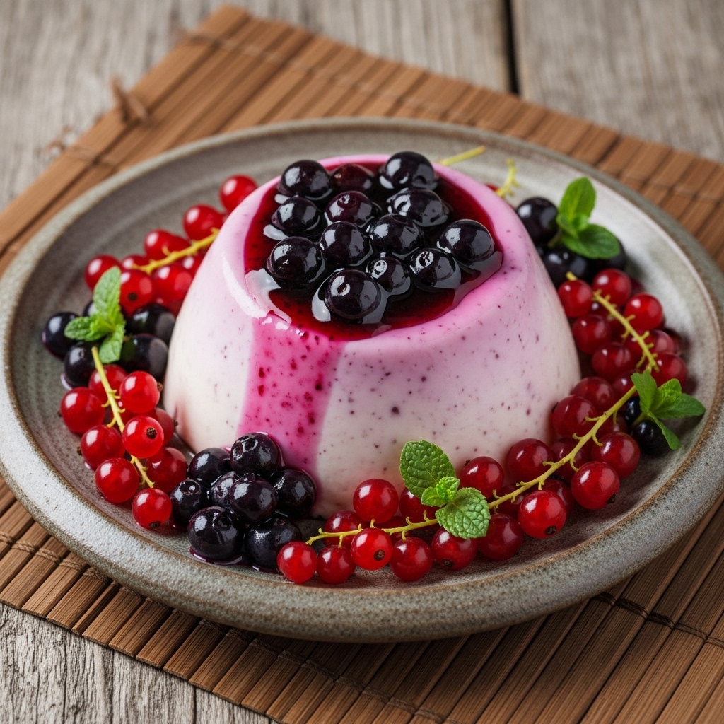 Nordic Forest Berry Panna Cotta with Blueberry Sauce