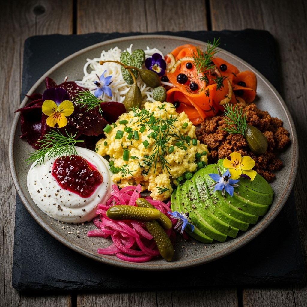 Nordic Vegetarian Delight: A Symphony of Textures & Flavors for Breakfast