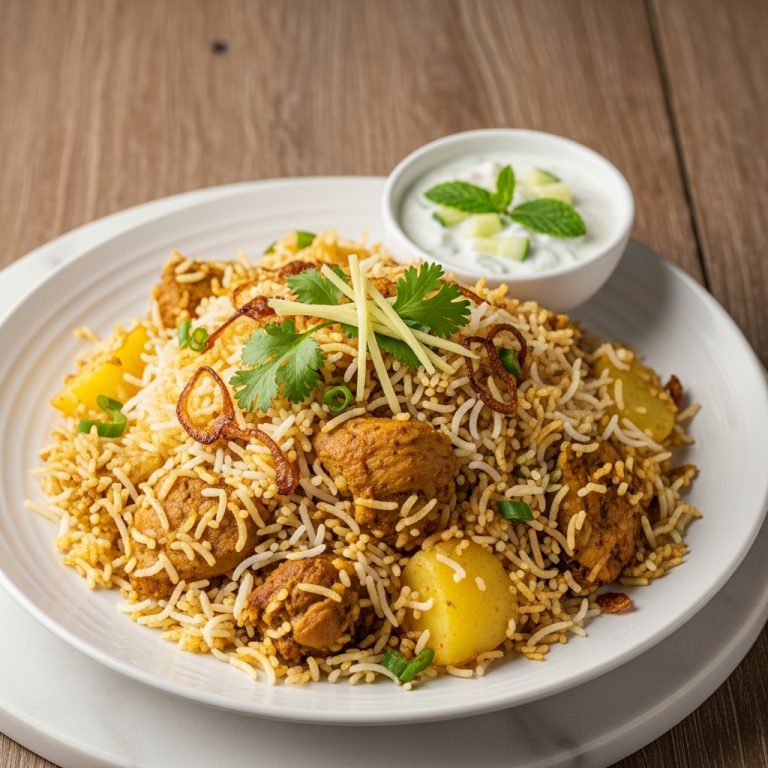 Pakistani Chicken Biryani with Raita – Aromatic Rice Dish for the Standard Diet