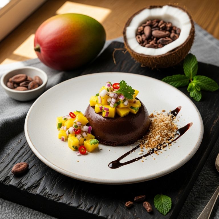 Paleo African Delight – Coconut Chocolate Mousse with Mango Salsa (Gluten-Free)